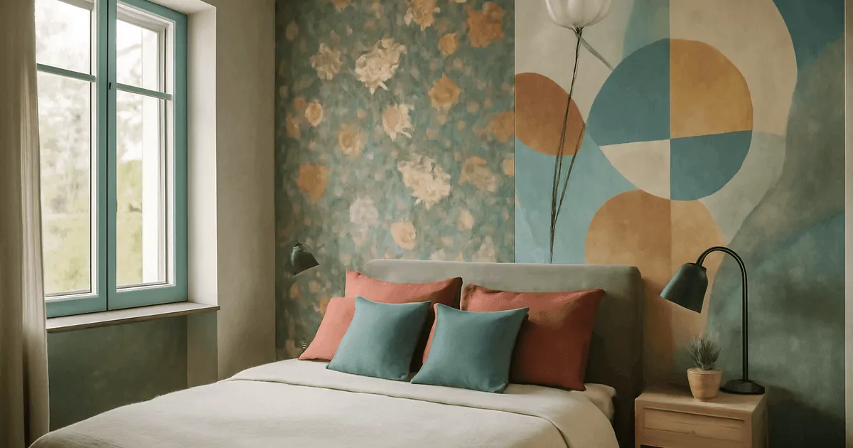Chambre : murs décoratifs, papiers peints et fresques murales