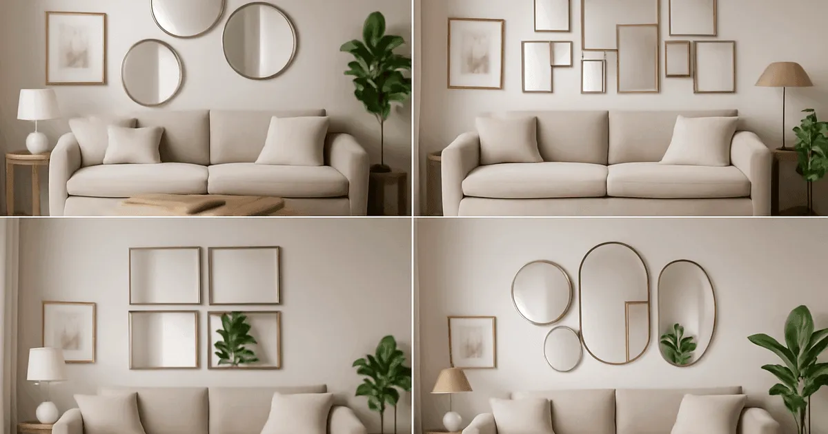 Idées originales pour disposer des miroirs décoratifs au-dessus du canapé